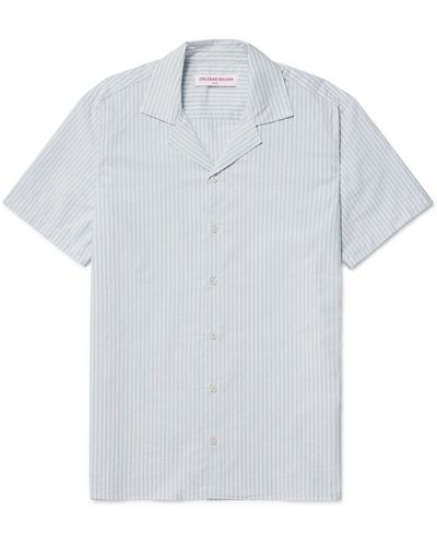 Orlebar Brown Travis Camp-collar Striped Cotton Shirt - Gray