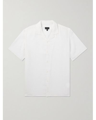 Club Monaco Camp-collar Lyocell-seersucker Shirt - White