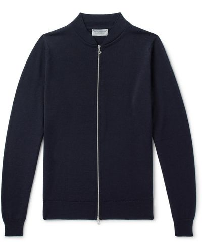 John Smedley Maclean Slim-fit Wool Zip-up Cardigan - Blue
