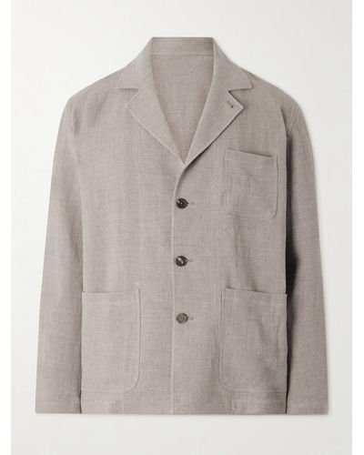 De Bonne Facture Traveller Linen And Wool-blend Jacket - Grey