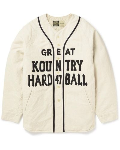 Kapital Great Kountry Appliquéd Cotton And Linen-blend Canvas Shirt - Natural