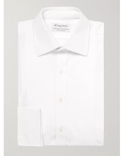 Kingsman Turnbull & Asser Camicia da smoking in cotone bianco con pettorina