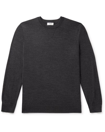 Theory Lucas Ossendrijver Shell-trimmed Merino Wool-blend Sweater - Blue