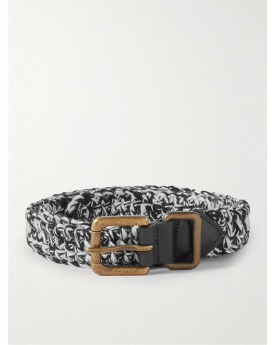 Nicholas Daley Leather-trimmed Crocheted Wool And Cotton-blend Belt - Multicolour