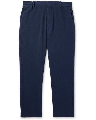 NN07 Billie 1040 Straight-leg Organic Cotton-blend Seersucker Pants - Blue