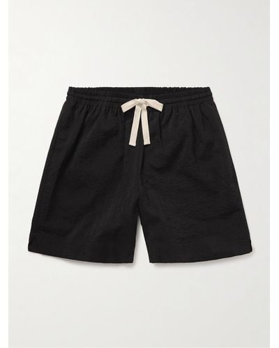 LE17SEPTEMBRE Novis Wide-leg Crinkled-shell Drawstring Shorts - Black