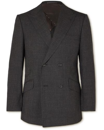 Kingsman Double-breasted Checked Wool Suit Jacket - Black