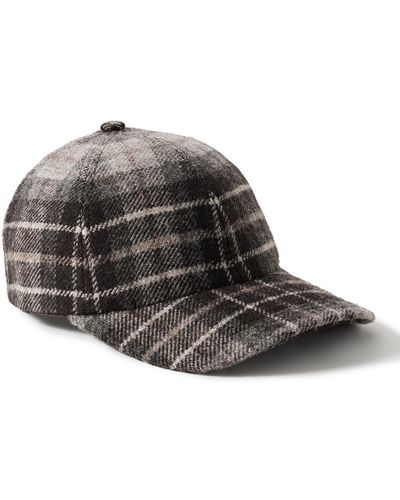 De Bonne Facture Cp06 Checked Wool-tweed Baseball Cap - Black