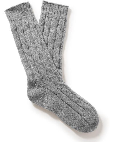Johnstons of Elgin Cable-knit Donegal Cashmere-blend Socks - Gray