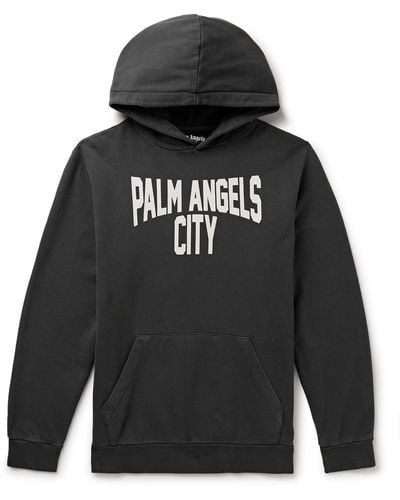 Palm Angels Logo-print Cotton-jersey Hoodie - Black