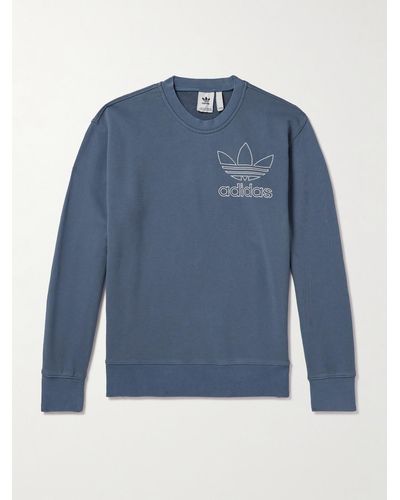 adidas Originals Felpa in jersey di cotone con logo ricamato - Blu