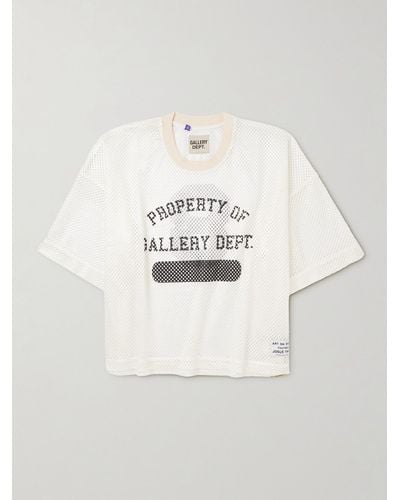 GALLERY DEPT. T-shirt cropped in mesh con logo Practice - Bianco