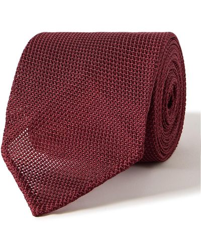 Drake's 8cm Silk-grenadine Tie - Red