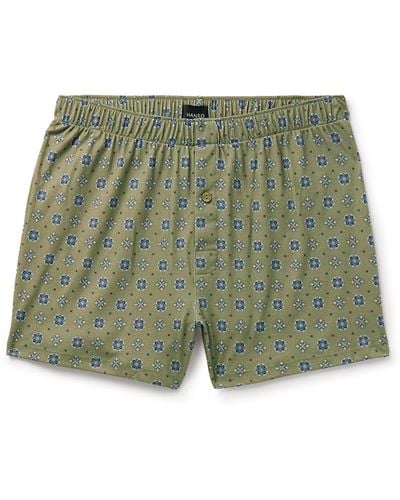 Hanro Printed Cotton-interlock Boxer Shorts - Green