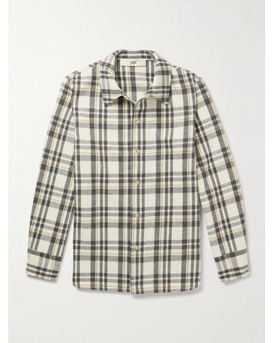 Séfr Marcel Checked Recycled-flannel Shirt - White