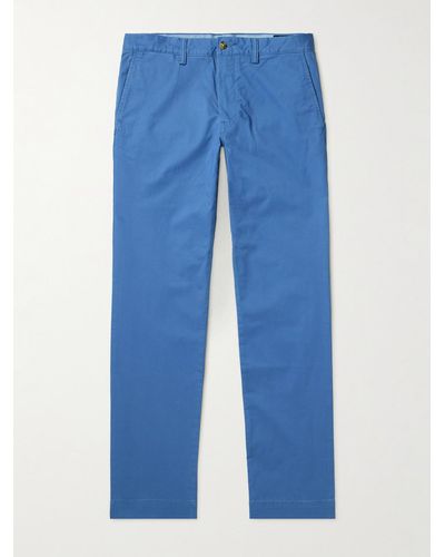 Polo Ralph Lauren Slim-fit Embroidered Cotton-blend Twill Chinos - Blue