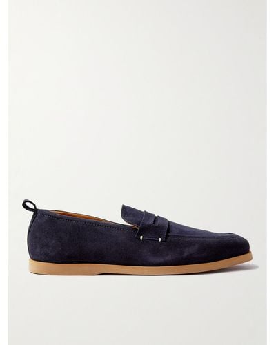 MR P. Regenerated Suede By Evolo® Penny Loafers - Blue