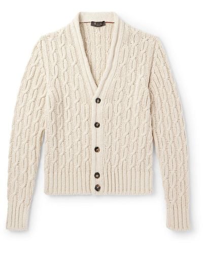 Loro Piana Slim-fit Cable-knit Cotton Cardigan - Natural