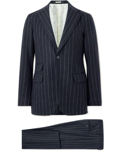 Massimo Alba Sloop Pinstriped Wool Suit - Blue