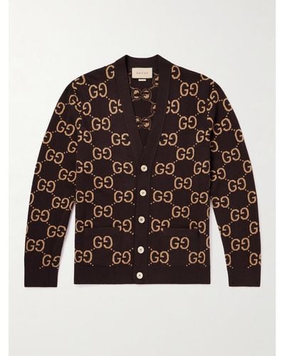 Gucci Cardigan in lana jacquard con monogramma - Rosso