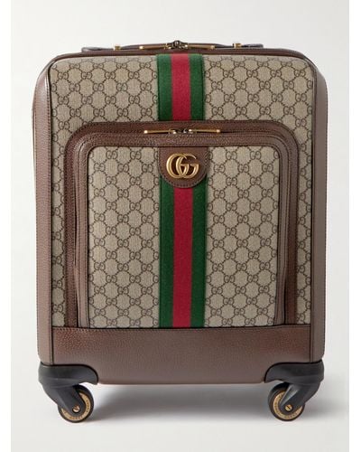 Gucci Savoy Leather-trimmed Printed Coated-canvas Suitcase - Natural