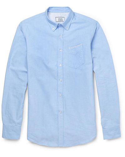 Officine Generale Slim-fit Cotton Oxford Shirt - Blue