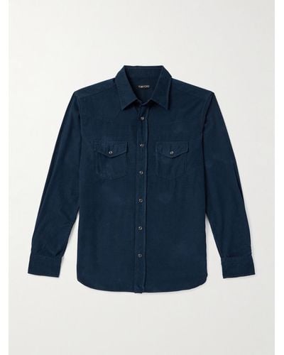 Tom Ford Hemd aus Baumwollcord im Western-Stil - Blau