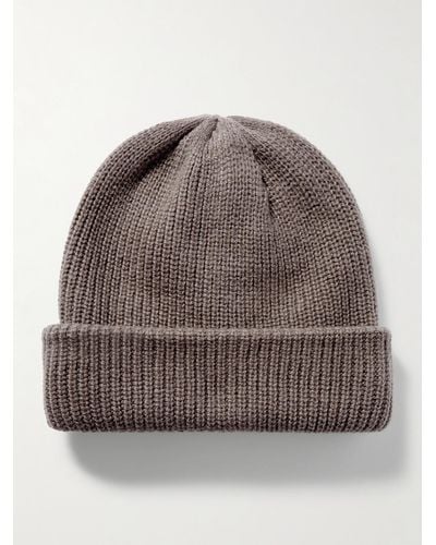 The Elder Statesman Watchman Ribbed Cashmere Beanie - Brown