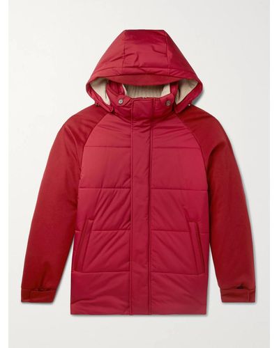 Loro Piana Storm System Quilted Baby Cashmere And Shell Hooded Jacket - Red