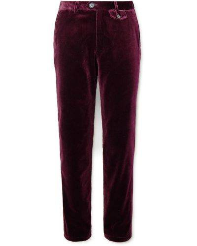 Oliver Spencer Fishtail Slim-fit Cotton-velvet Suit Pants - Purple