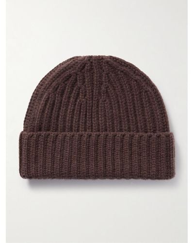 SSAM Ribbed Cashmere Beanie - Brown