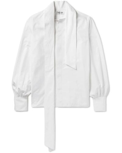 Saint Laurent Tie-detailed Cotton-twill Shirt - White