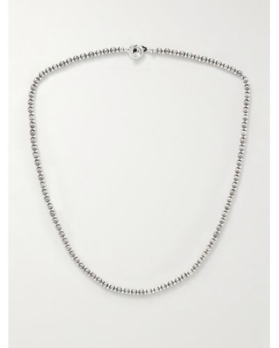 Mikia Sterling Silver Hematite Beaded Necklace - White