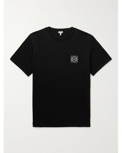 Loewe T-shirt in jersey di cotone con logo ricamato - Nero