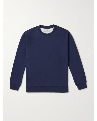 Brunello Cucinelli Cotton-blend Jersey Sweatshirt - Blue