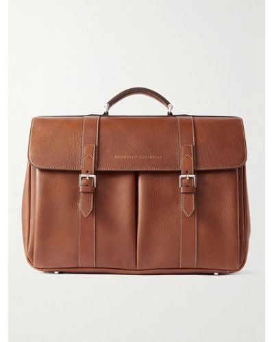 Brunello Cucinelli Full-grain Leather Briefcase - Brown