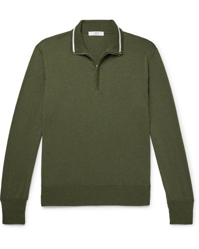 MR P. Silk And Cotton-blend Half-zip Sweater - Green