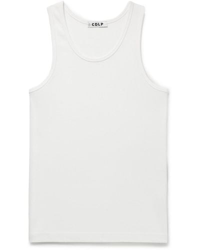 CDLP Ribbed Stretch Lyocell And Cotton-blend Tank Top - White