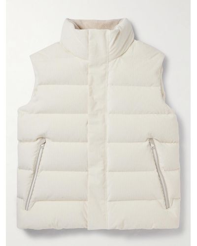 Zegna Quilted Cotton-blend Corduroy Down Gilet - Natural