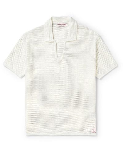 Orlebar Brown Batten Crocheted Cotton Polo Shirt - White