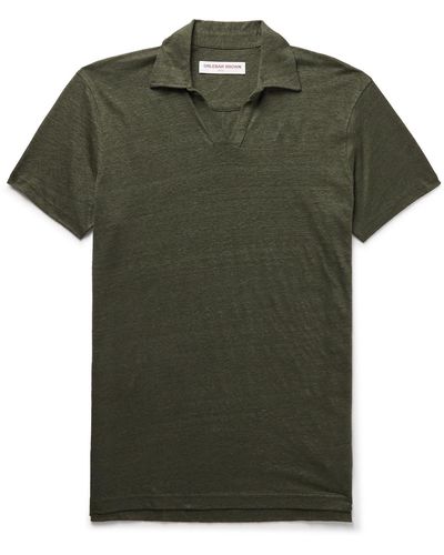 Orlebar Brown Felix Slim-fit Linen-jersey Polo Shirt - Green
