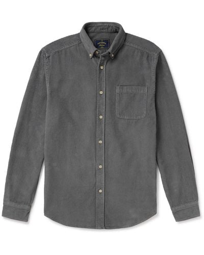 Portuguese Flannel Lobo Button-down Collar Cotton-corduroy Shirt - Gray