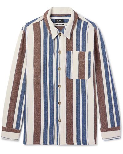 A.P.C. Stefan Striped Recycled Cotton-blend Overshirt - Blue