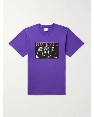 Noah No Evil Printed Cotton-jersey T-shirt - Purple