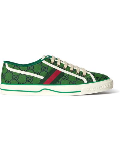 Gucci Tennis 1977 Webbing-trimmed Logo-jacquard Canvas Sneakers - Green