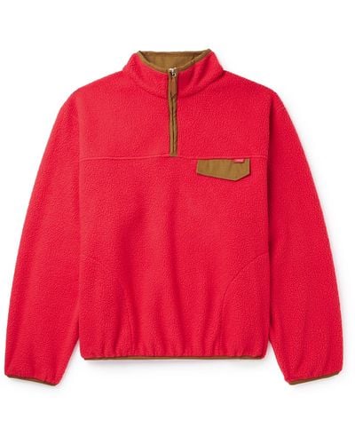 CHERRY LA Ripstop-trimmed Fleece Half-zip Jacket - Red