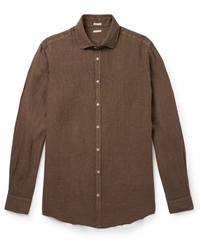 Massimo Alba Canary Linen Shirt - Brown