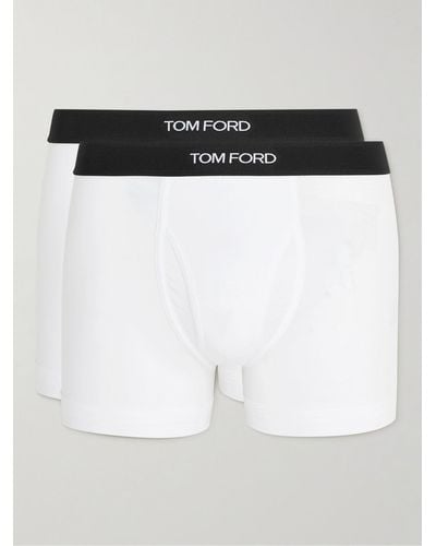 Tom Ford Confezione da due boxer in misto cotone e modal stretch - Bianco