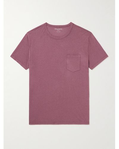Officine Generale Slub Cotton-blend Jersey T-shirt - Pink