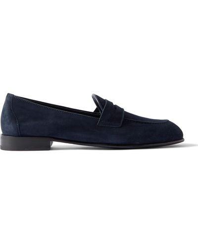 Brioni Suede Penny Loafers - Blue